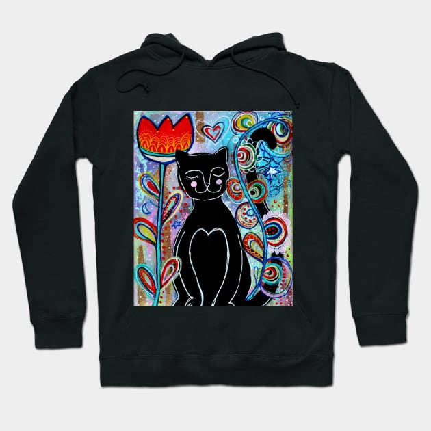 Black Cat Garden Hoodie by gaea